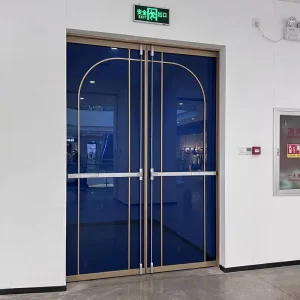 Commercial Building Passage Escape Door Glass Fireproof Door Panic Bar Handle Hospital Mall Hotel Pivot Hinge Glass Escape Door