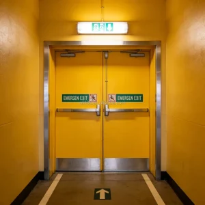 Commercial Steel Fire Door 90 Minute Fire Resistance Finished Customized Color for Hospitals Schools Hotels Villas