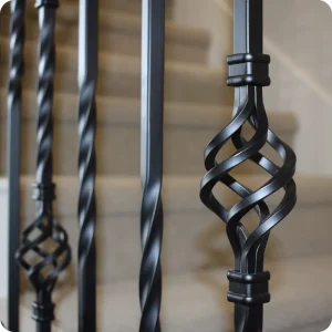Contemporary Black Iron Wrought Iron Stainless Steel Modern Design Safety Fence Stair Balusters Balustrade Post Powder Coated