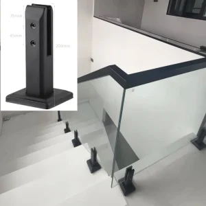 Contemporary Square Deck Mount Glass Spigot SS2205 Compatible Stair & Concrete Wooden Floor for 12mm No-Hole Glass Panel