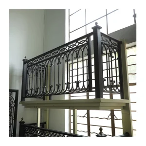 Contemporary Wrought Iron Stair & Courtyard Railing Easy-to-Install Iron Handrail Hollow Decoration Wrought Iron Railing