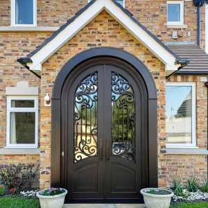 Curved Door Iron Gate Design Outdoor Luxury Double Door Entrance Exterior Front Door Wrought Iron