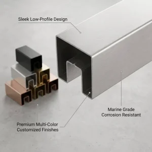 Custom 40mm Anti-Fingerprint Stainless Steel U Channel Base Shoe for Indoor Outdoor Glass Railing