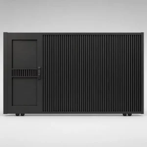 Custom Aluminium Sliding Gate with Built-In Pedestrian Door and Vertical Strip Panels for Villa Yards