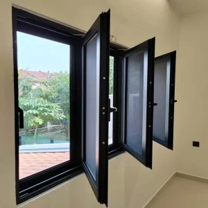Custom Aluminum Casement Swing Window Double Tempered Glass Tilt Turn Inside Outside Open Flyscreen Thermal Break Powder Coated