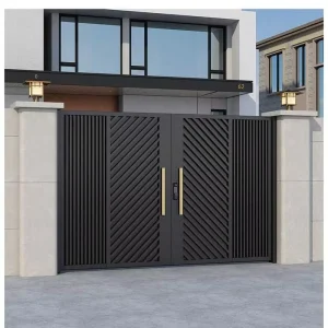 Custom Aluminum Driveway Gate, Modern Security Metal Main Gate for Houses and Commercial Buildings