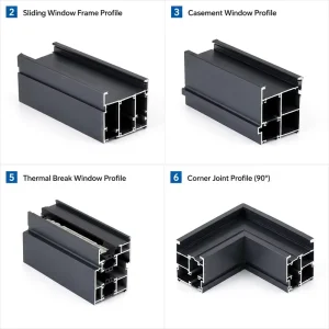 Custom Aluminum Extrusion Profiles for Windows and Doors 6063-T5 Architectural Aluminum Sections OEM Service