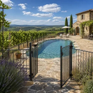 Custom Aluminum Pool Safety Barrier Fence With Gate Latch for Backyard Swimming Pool Area Installation