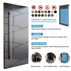 Custom Cast Aluminum Metal Pivot Door Villa Entry Front Door House Entrance Exterior Security Pivot Door
