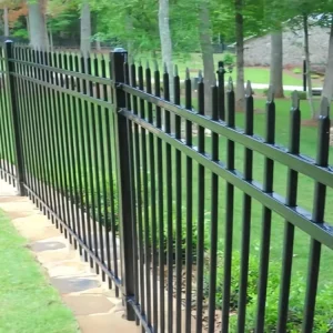 Custom Color Powder-Coated Steel Picket Fence for Landscape Architecture and Park Boundary Security