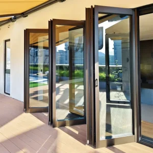 Custom Foldable Folding Door Soundproof Aluminum Alloy Tempered Glass Door OEM Chinese Doors and Windows Puertas Plegables
