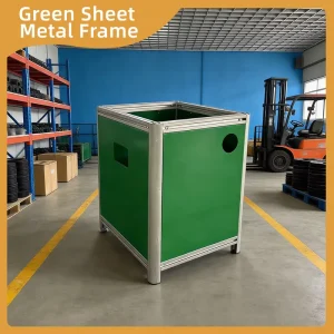 Custom Green Sheet Metal Cabinet with Aluminum Extrusion Frame for Industrial Control and Power Unit Enclosure