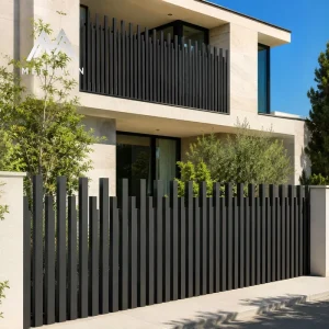Custom Height Black Aluminum Picket Fence Panels Modern Vertical Metal Outdoor Garden Boundary Fence for Villa House