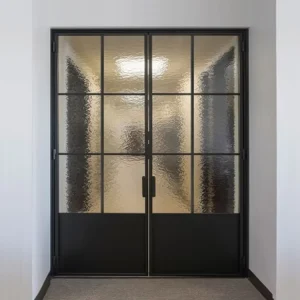Custom Indoor Metal Door French Style Interior Room Steel Frame and Glass Door