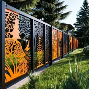 Custom Laser Cut Metal Privacy Screen Decorative Garden Fence Railing Modular Galvanized Steel Panels for Outdoor Villa