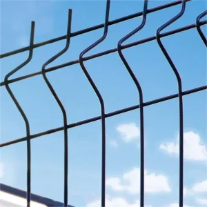 Custom Outdoor 3D Metal Garden Fence Panel with High Wire Mesh, Peach-Shaped Posts, and Galvanized Steel