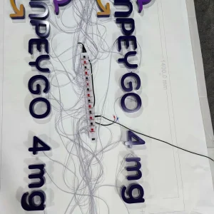 Custom Precision 304 Stainless Steel Purple Painted Backlit Letters UV Printed with Frosted Acrylic Base