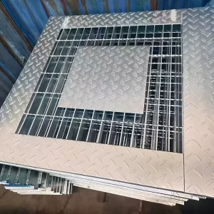 Custom Shape Anti Slip Galvanized Heavy Duty Steel Grating Durable Carbon Steel Diamond Pattern Corrugated Cross Bar Compound