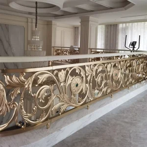 Custom Sized European Classic Modern French Style Iron Aluminum Brass Balustrades Handrails for Villa Mall Stairs Balcony