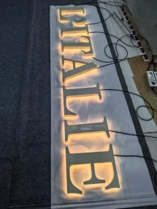 Custom Spray Painted 304 Stainless Steel Backlit Letters Sign Board for Shop Fronts