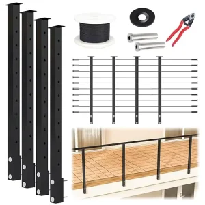 Custom Stainless Steel Cable Railing System Wire Rope Balustrade Kit For Stair Deck Balcony Patio