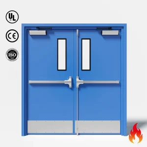 Custom Steel Fire Door UL Panic Hardware Soundproof Metal Hospital Corridor School Entry Steel Fire Door Factory