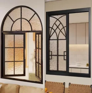 Custom Steel Metal Arch Top Fixed Window Double Glazed French Style Aluminum Casement Arched Sliding Windows for Houses
