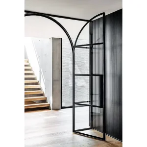 Custom Thermal Break French Retro Postmodern Manual Swing Aluminum Alloy Glass Bedroom Arched Interior Door