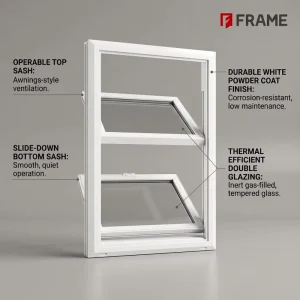 Custom White Black Aluminum Double Hung Window Tilt in Sashes Thermal Double Glazing for Residential Villa Project Sourcing