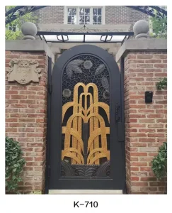 Custom Wrought Iron Steel Anti-Theft Entrance Door Postmodern Design Push-Pull Opening Finished Surface
