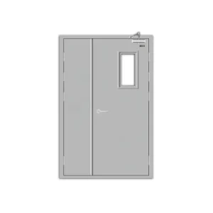 Customizable Fire Resistant Metal Door With Glass Panel for Hotel and Apartment