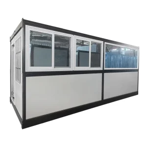Customizable Waist folding Container Unit with Custom Glass Windows Suitable for Commercial Use and Night Market Stalls