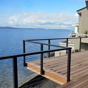 Customized 2×2 Rail Post with Top Handrail Aluminium or Stainless Steel Cable Railing System for Balcony & Staircase Outdoor Use