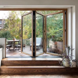 Customized Finished Accordion Folding Aluminum Tempered Glass Soundproof Waterproof Heat insulating Windproof Window