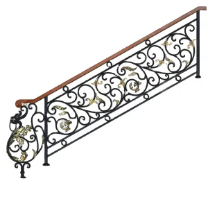 Customized Gold Black Wrought Iron Staircase Railings Handrail Stairs Railing Designs In Iron For Villa