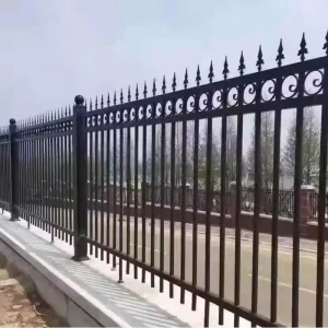 Customized High quality Iron Fence for Garden Outdoor Pointed Metal Fence Black Zinc Steel Guardrail