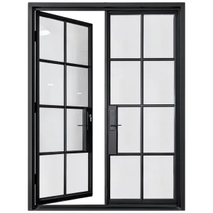 Customized Iron Framed Swing Glass Door Crittall Style Entrance Metal French Doors
