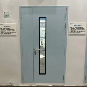 Customized Manual Steel Hospital Design Airtight Asymmetric Double Steel Door Factory Supply Unequal Size Manual Door
