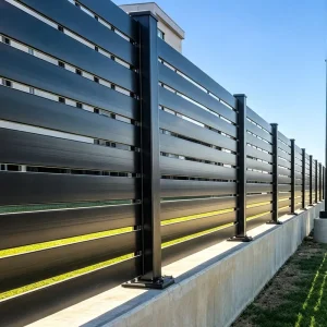 Customized Modern Pool Fencing Aluminum Boundary Fencing System Garden Slat Fencing Easy Installation