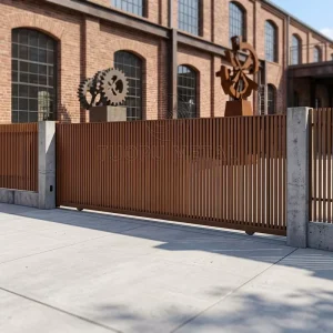 Customized Outdoor Wood-Grain Aluminum Main Gate, Courtyard Fence Grille, and Exterior Metal Fencing