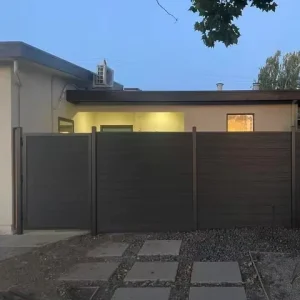 Customized Outdoor Wood Plastic Teak WPC Composite Security Fence Garden Fencing Aluminum Accessories