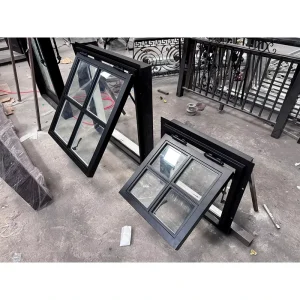 Customized Retro Style Dual Color Steel Grill Awning Windows Dual Glazed Wrought Iron Grids for Exterior Application Fixed Open