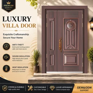 Customized Steel Metal Security Main Entrance Gate Front Exterior Doors for Villa House Residence Apartment Home Anti Theft