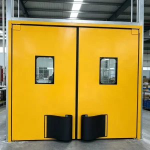 Customized Steel Wooden Composite Traffic Door Double Acting Impact Swing Door for Commercial Use