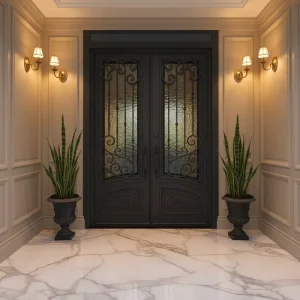 Customized Wrought Iron Double Door Steel Entry Door Metal Front Security Door