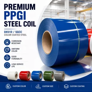 DX51D SGCC Grade PPGI Coil Color Coated Steel Coil for Cold Room Sandwich Panel and Container House Wall Cladding System