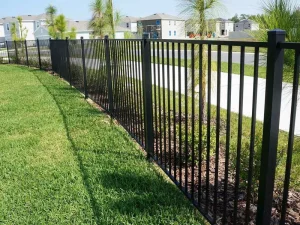 Decorative Aluminum Picket Fence Flat Top Panels 6 Feet for Outdoor Courtyard Pool and Villa Garden