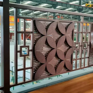 Decorative Color Coated Aluminum Perforated Screen Stair Railing Laser Cut
