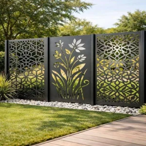 Decorative Laser Cut Aluminum Privacy Fence Panels Powder Coated Rust Free Metal Garden Screening for Residential Villa