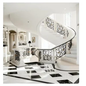 Decorative Metal Railing Indoor Stairs Designs in Iron Luxury Wrought Iron Stair Railing